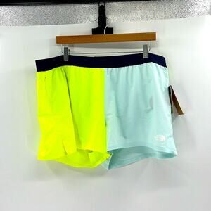 The North Face Women's Wander Short - Neon Yellow/Navy/Lt Blue - XXL - NWT